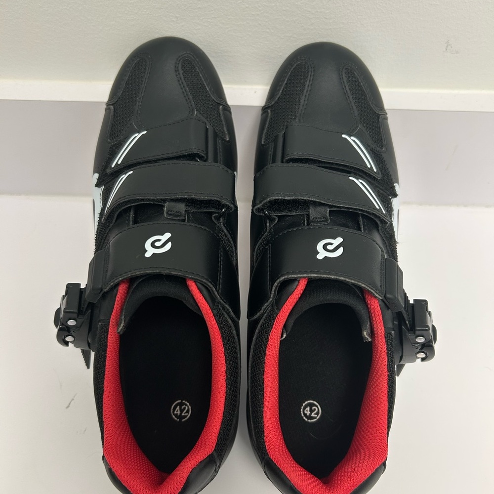 Peloton Black and Red Bike Cycling Shoes Size 42
